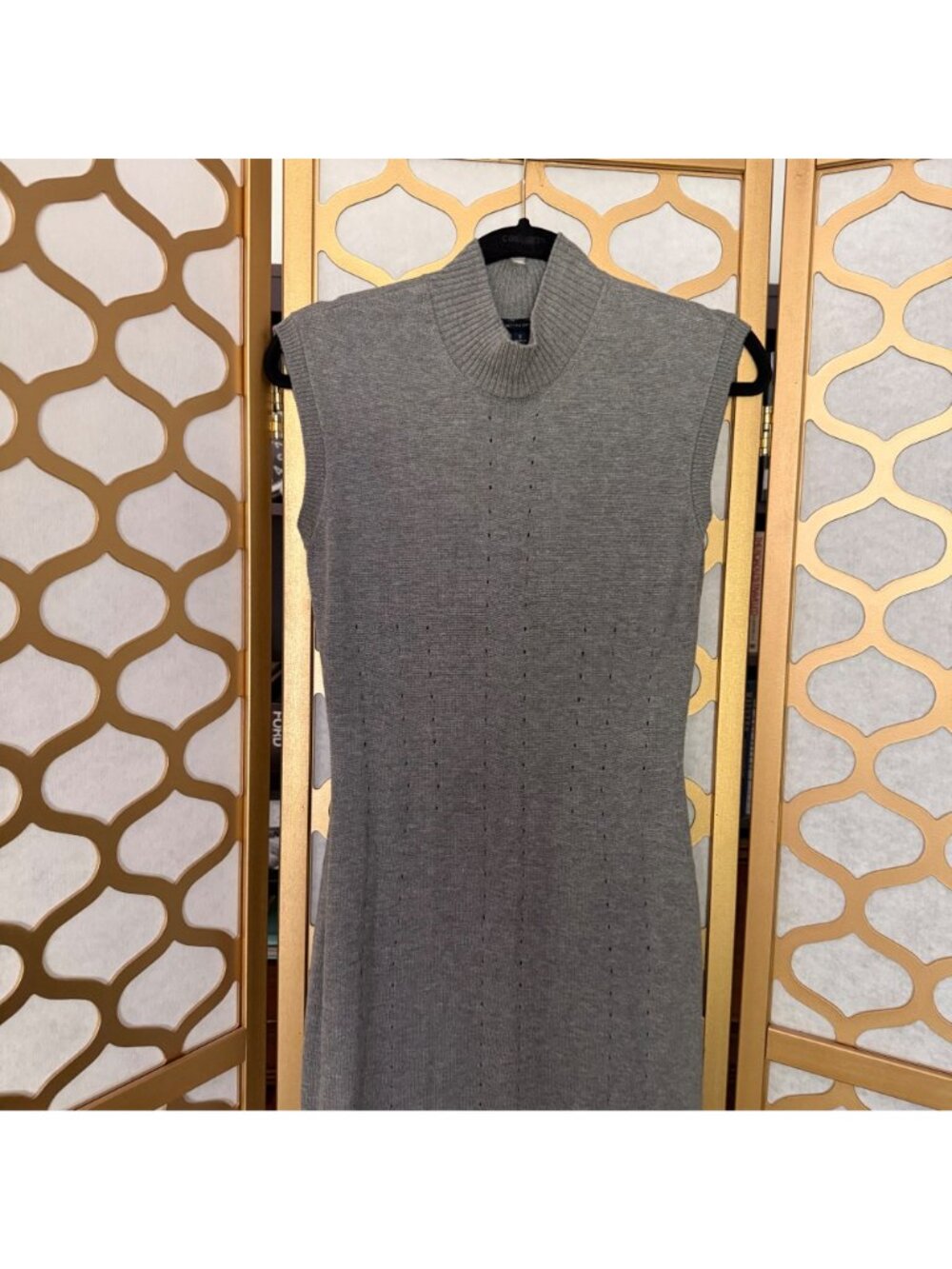 Brooks Brothers Size S Gray Wool Blend Sleeveless Mock Neck Sweater Dress - Picture 9 of 16